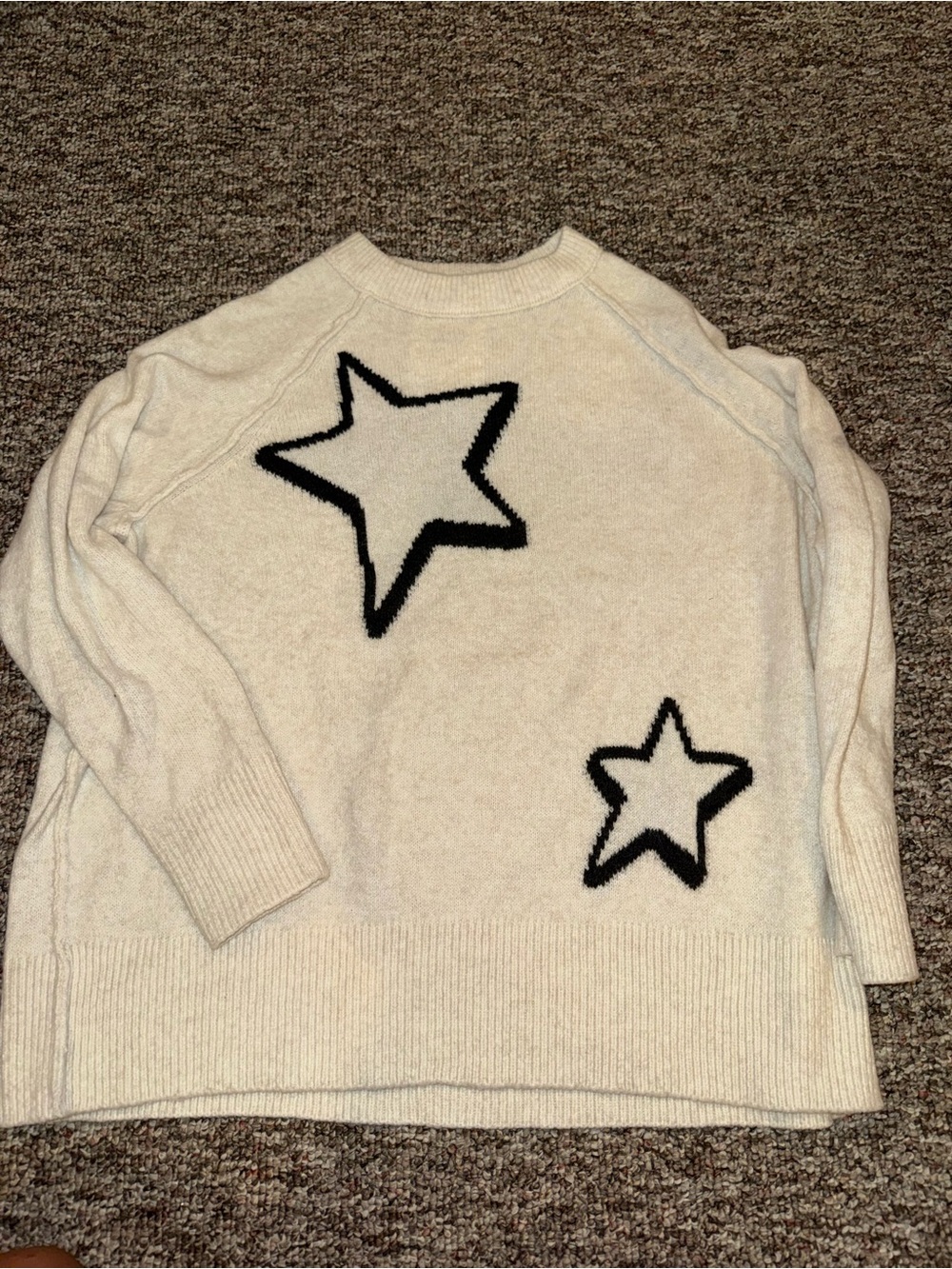 aerie Cream Sweater with Black Star Accents